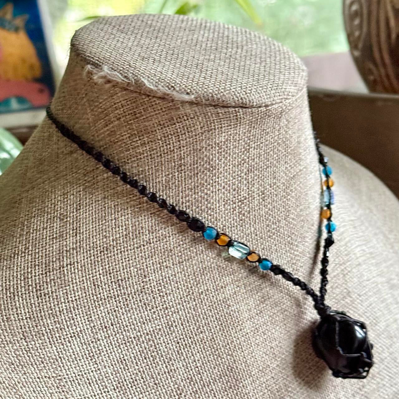 Obsidian Micro Macrame Choker