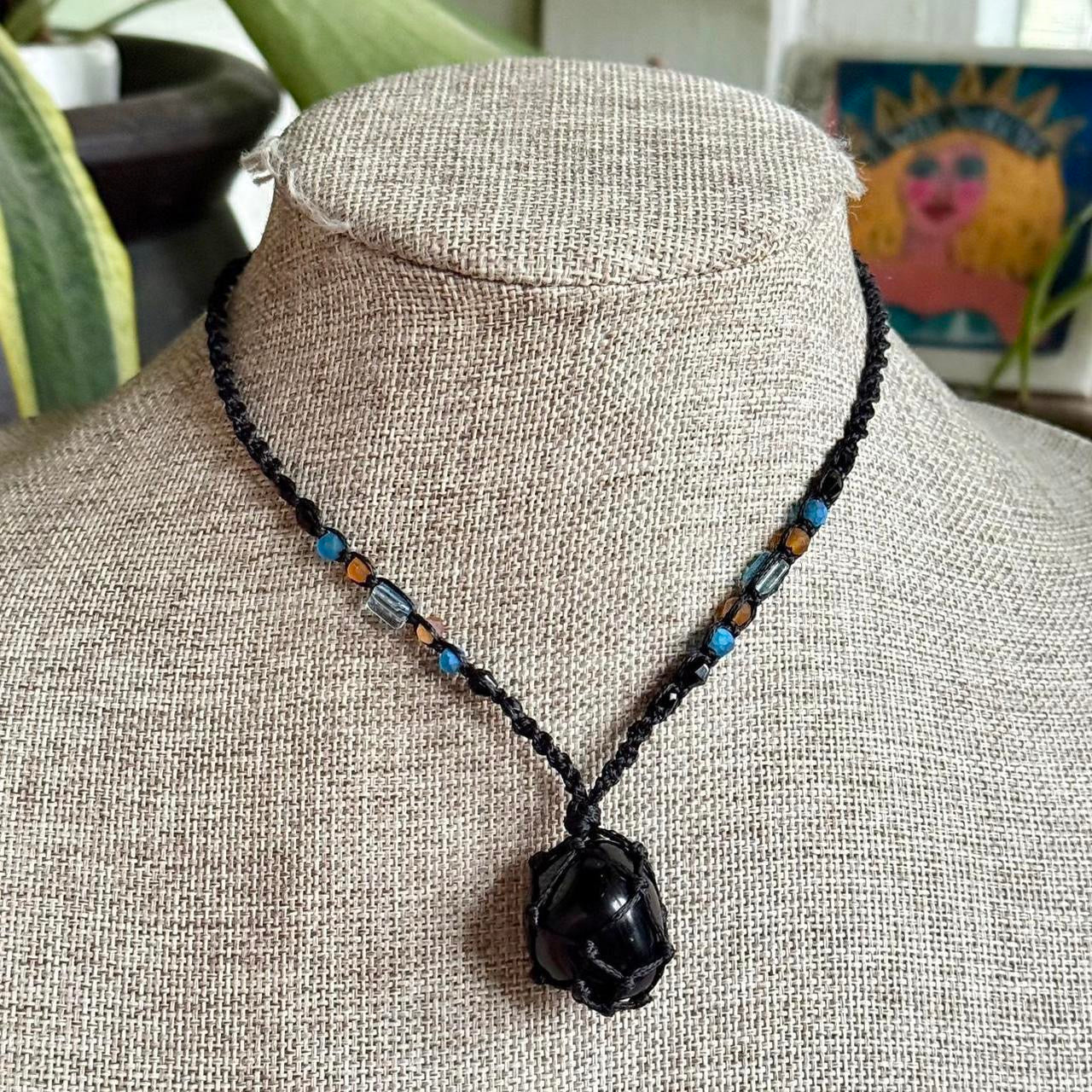 Obsidian Micro Macrame Choker