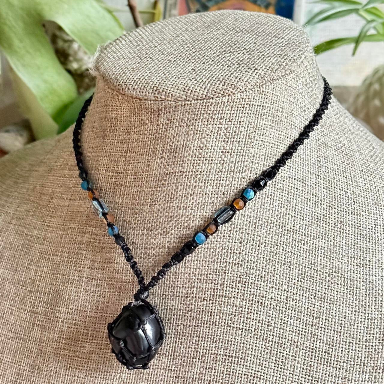Obsidian Micro Macrame Choker